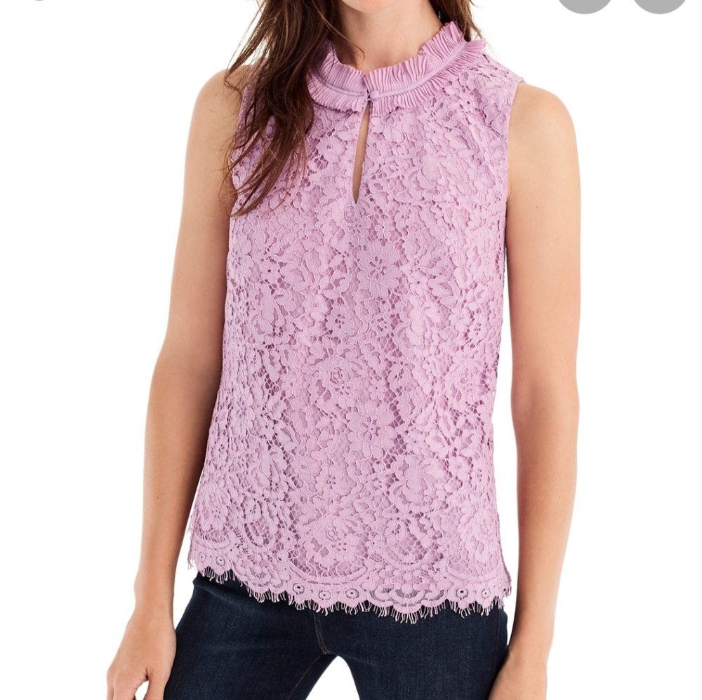 NWT J.Crew lace raffle neck top size PXS